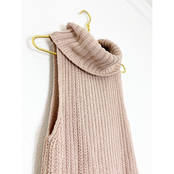 7 For All Mankind Tan Knit Sleeveless Sweater Sz Medium Turtleneck Quiet Luxury - Picture 7 of 12